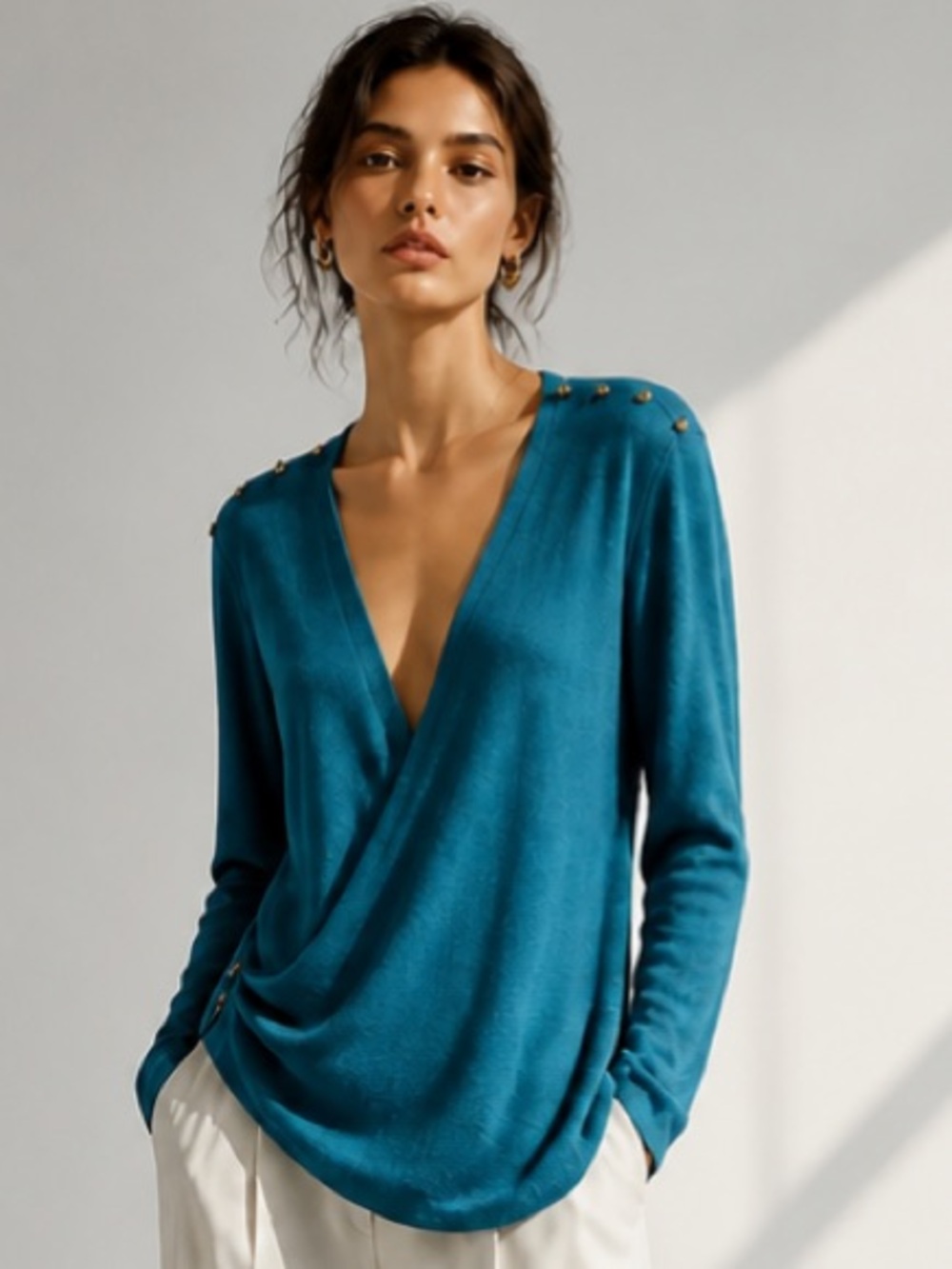 MOTH Anthropologie Sweater NWT Wool Crossover Cardigan Turquoise Boho